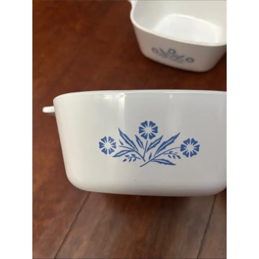 Set of 2 Vintage CorningWare Dishes Featuring the Iconic Blue Corn Pattern
